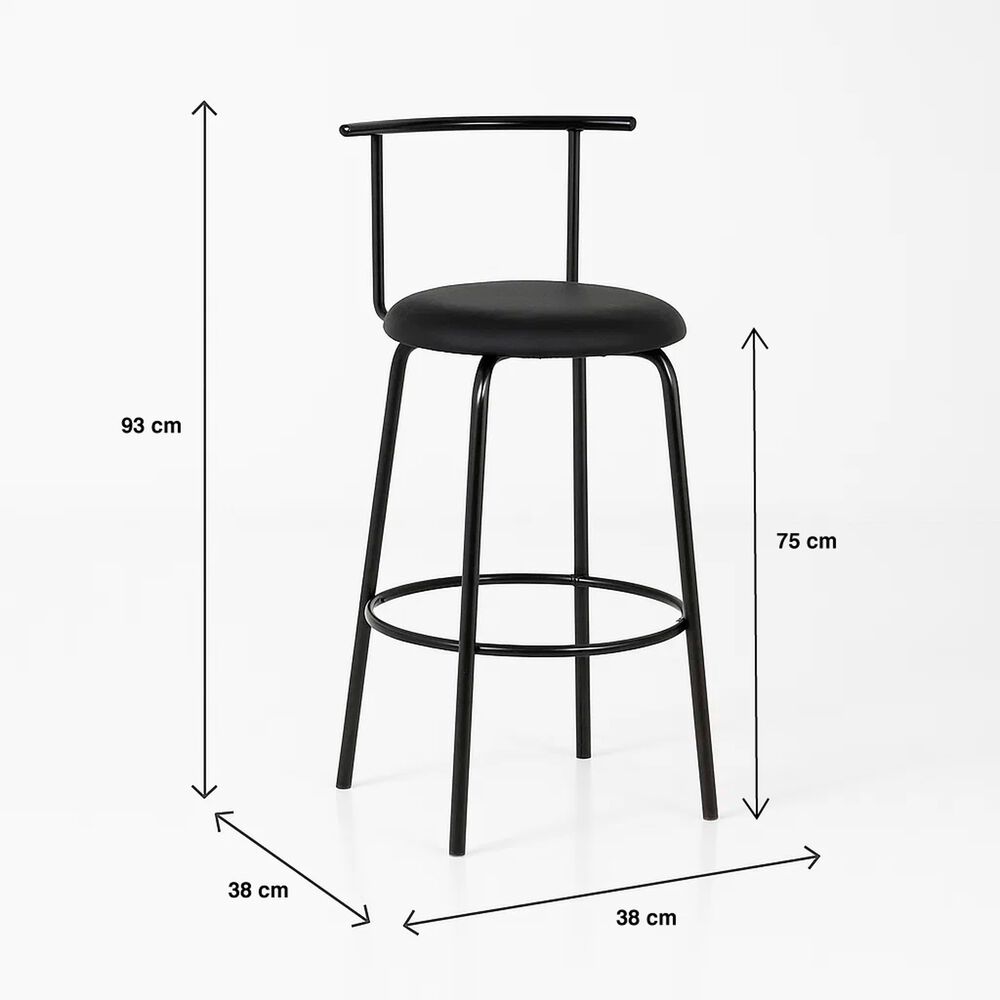 Pack De 2 Taburetes Altos Oslo Metal Y Cuero Sint&eacute;tico - Negro image number 6.0