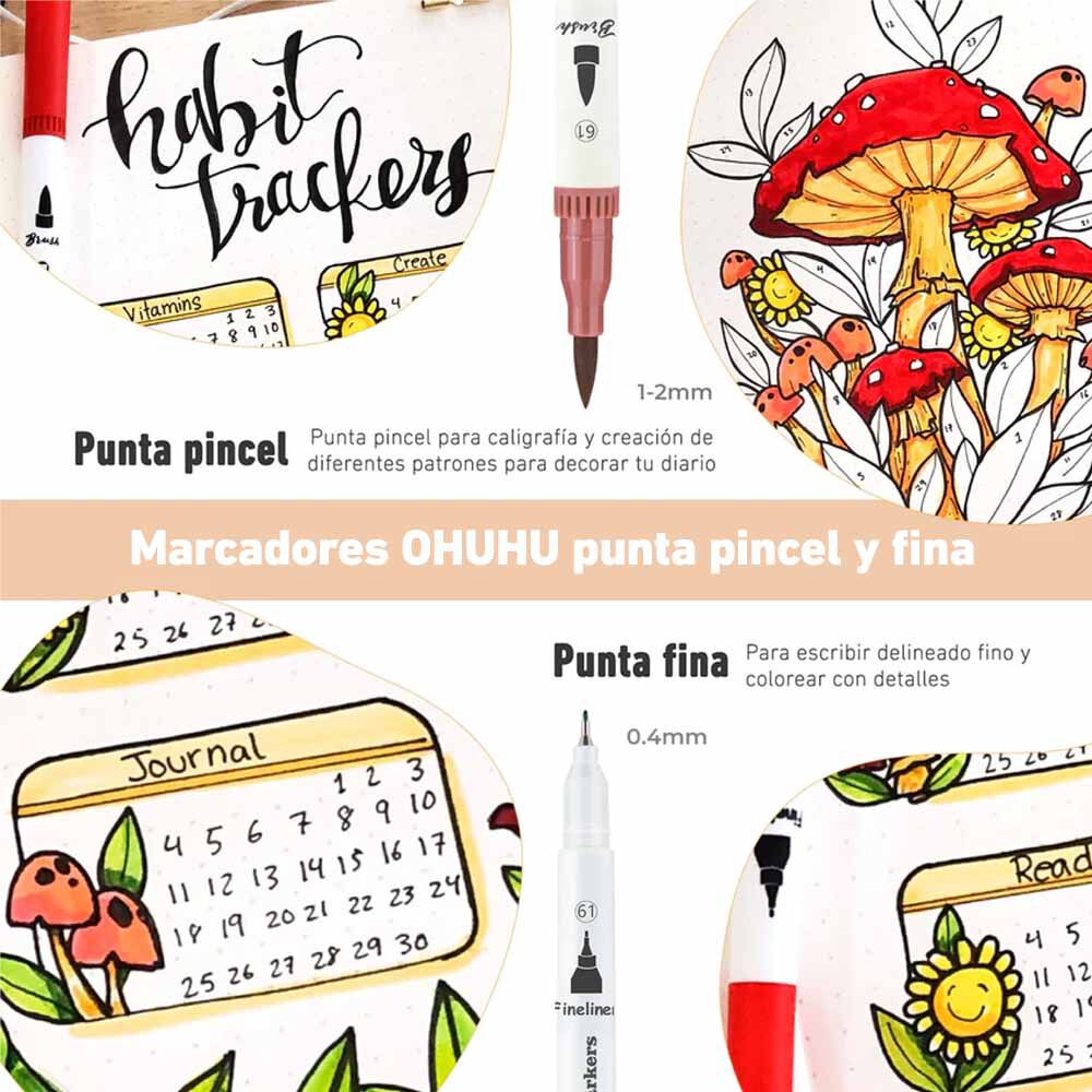 Ohuhu Maui 100 Marcadores A Base De Agua,pincel&fineliner image number 3.0