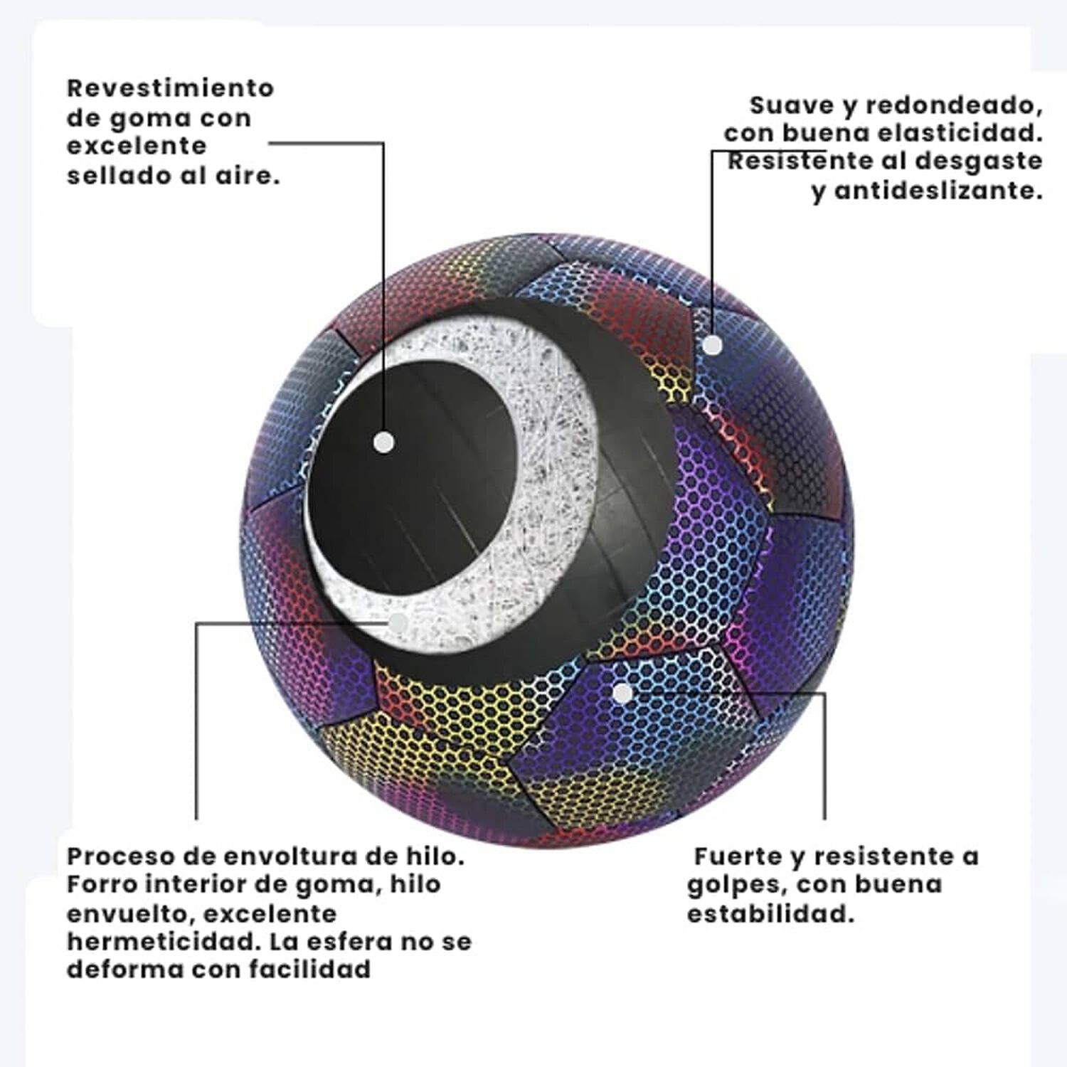 Pelota De Futbol Fluorescente Reflectante Luminoso image number 6.0