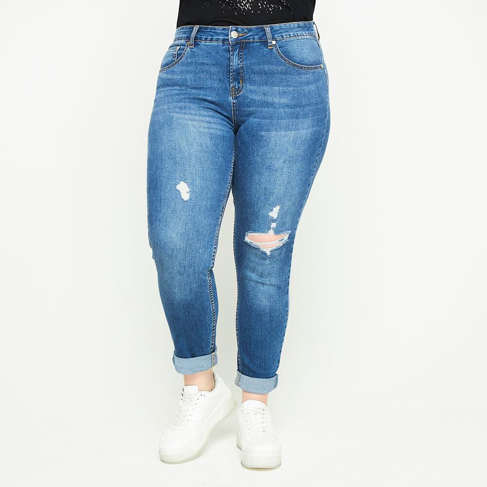 Jeans Roturas Con Doble En Basta Tiro Medio Skinny Mujer Sexy Large en  Oferta | Hites.com