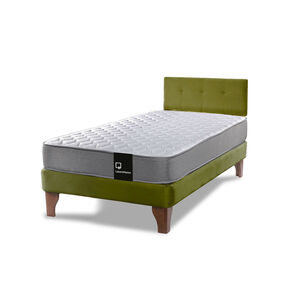 Cama Europea Zen Best 1.5 Plaza Tela Velvet Pistacho + Respaldo