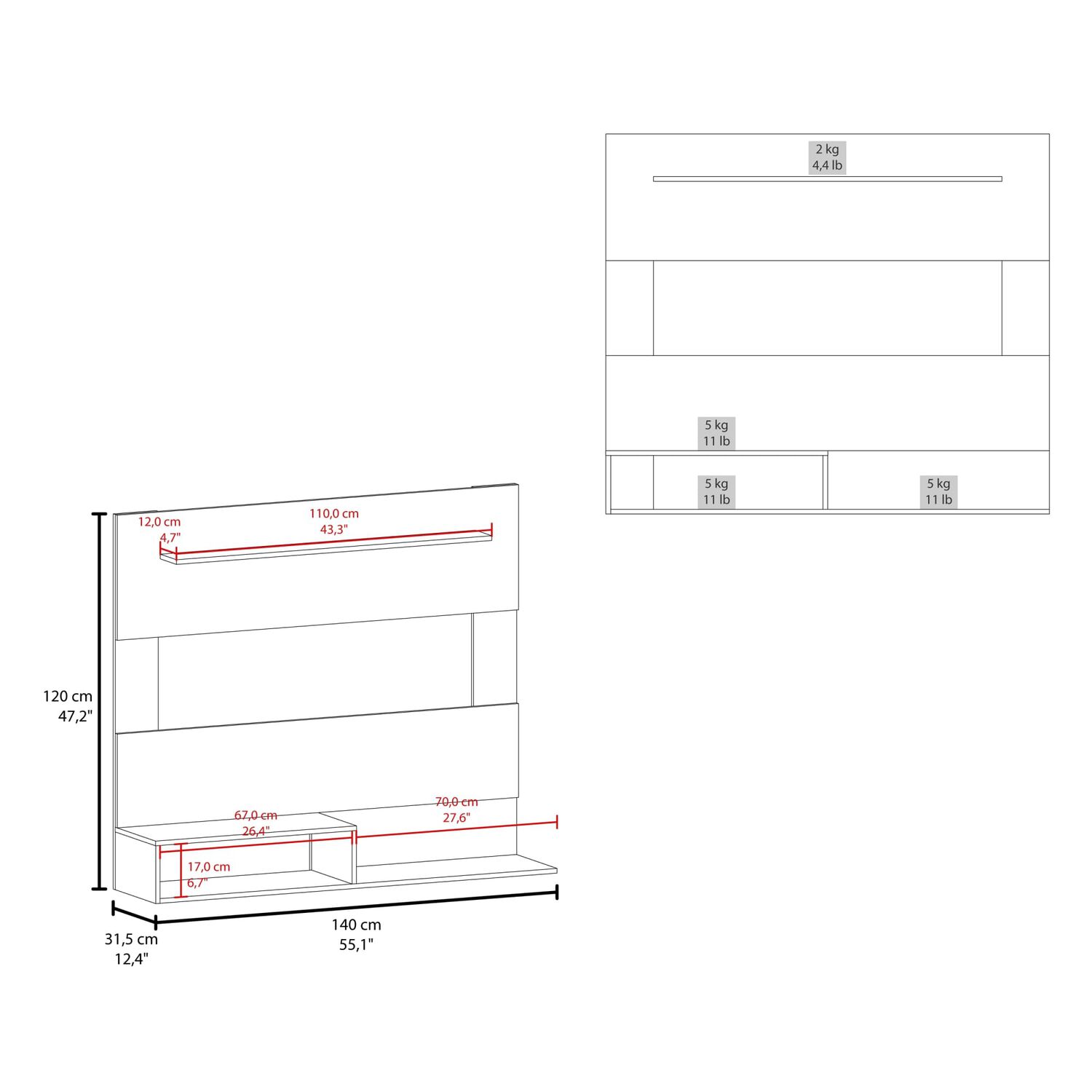 Panel Tv 55" 120x140x31,5 Cm Fm-001 image number 5.0
