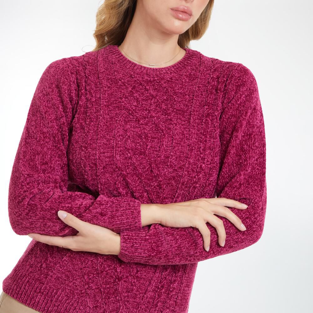 Sweater Chenille Liso Cuello Redondo Mujer Geeps image number 4.0
