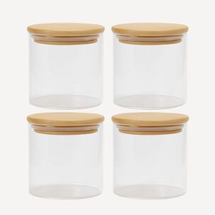 Set De 4 Frascos Condimentos Especias Bamb&uacute; 250ml 6x8cm
