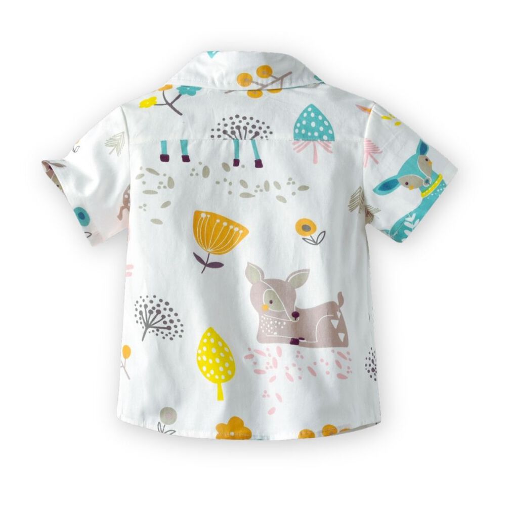 Conjunto De Vestir Ni&ntilde;o Camisa Con Estampado Y Pantal&oacute;n Corto 9 Meses A 4 A&ntilde;os Animal Cartoon image number 3.0