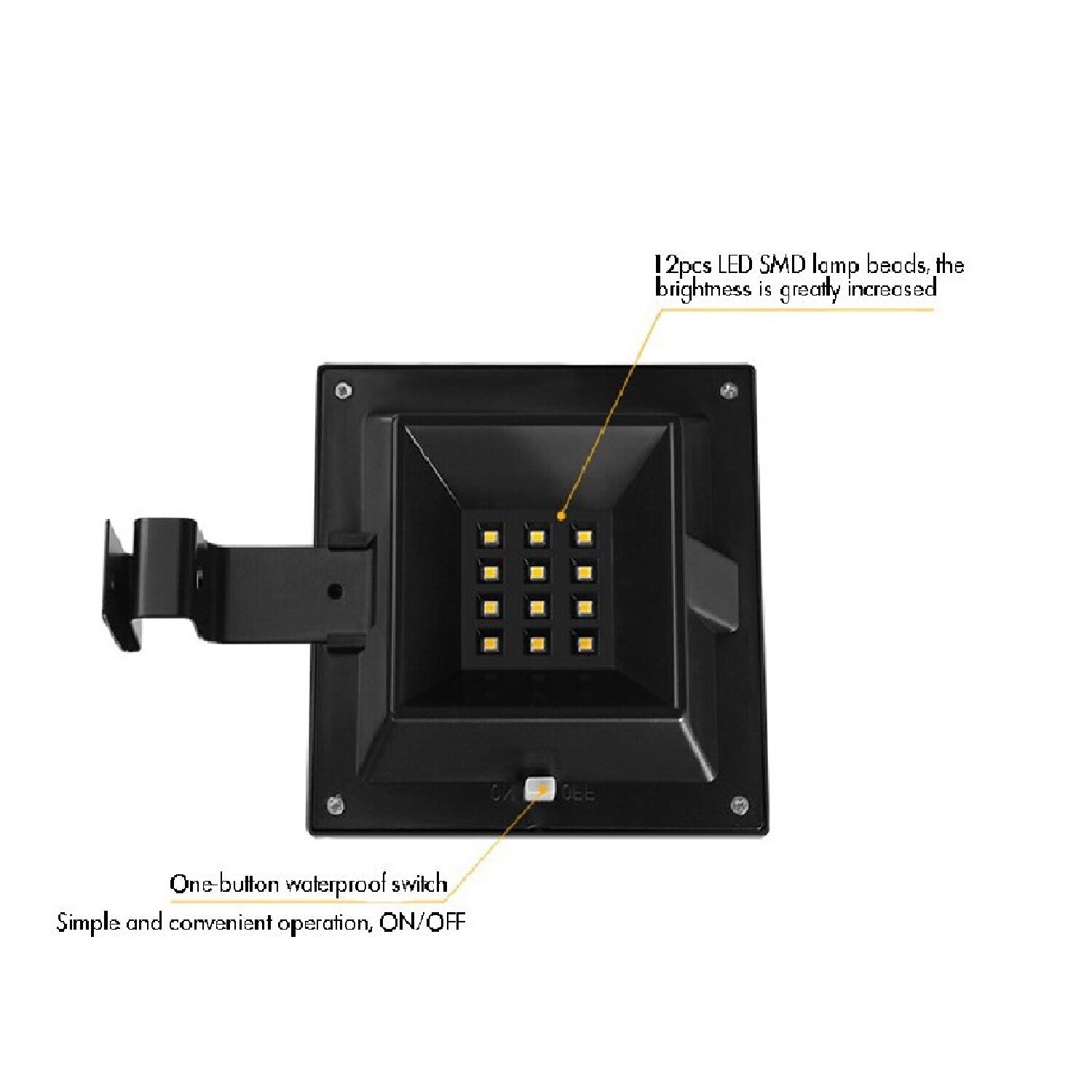 Foco Led Cuadrado Con Panel Solar 3.7v 12 Led image number 1.0