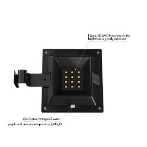 Foco Led Cuadrado Con Panel Solar 3.7v 12 Led