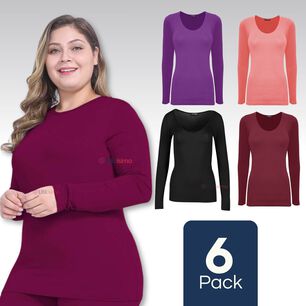 Pack 6 Camisetas Manga Larga Polar Mujer Primera Capa Colores Surtidos