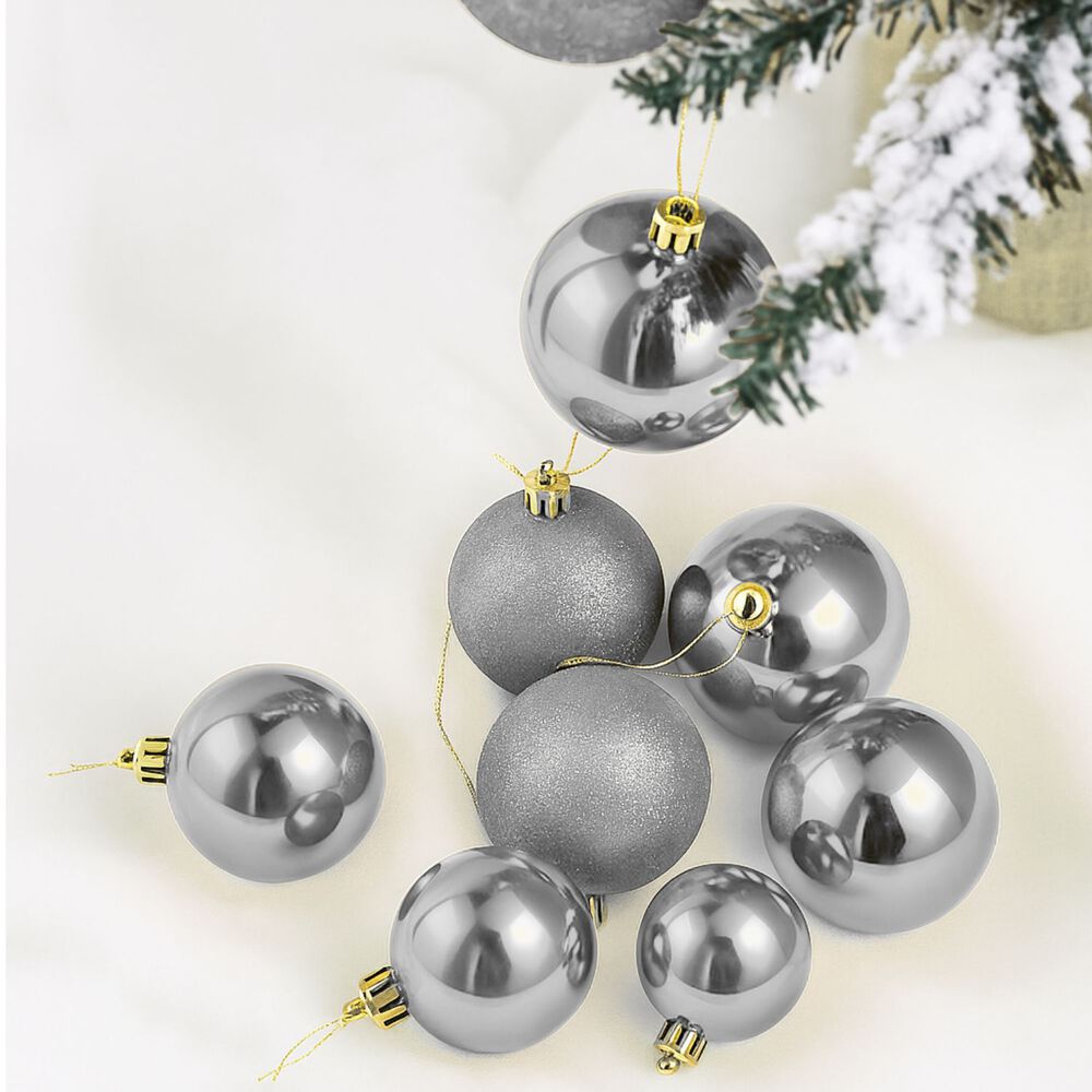 8 Bambalinas Navideñas Esferas 8cm Plateado Adorno Decoración image number 1.0