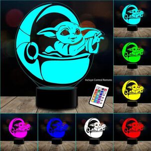 Lampara 3d Manda 2 Baby Yoda C/remoto 16 Color