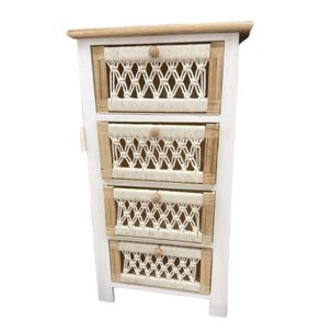 Cajonera De Madera R&uacute;stica Y Crochet 4 Cajones