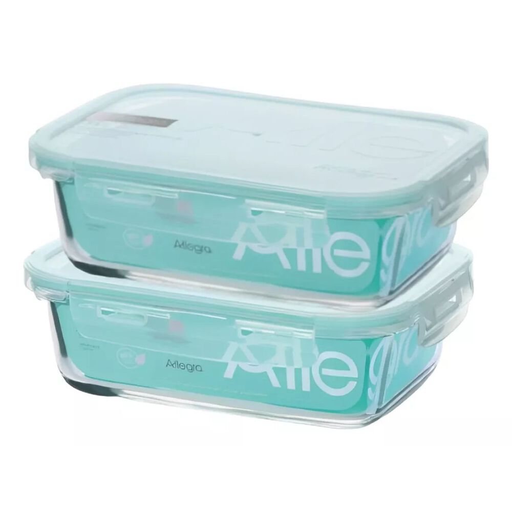 Pack 2 Contenedores Hermetico Vidrio Rectangular 1500ml Allegra image number 0.0
