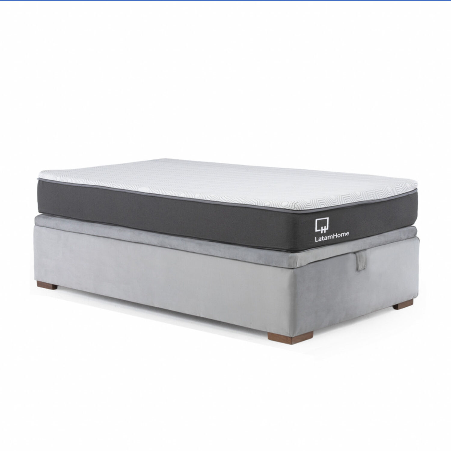 Cama Funcional Boxet 1 1/2 Plaza Colchon Resortes New Top Funda Lavable Gris image number 2.0