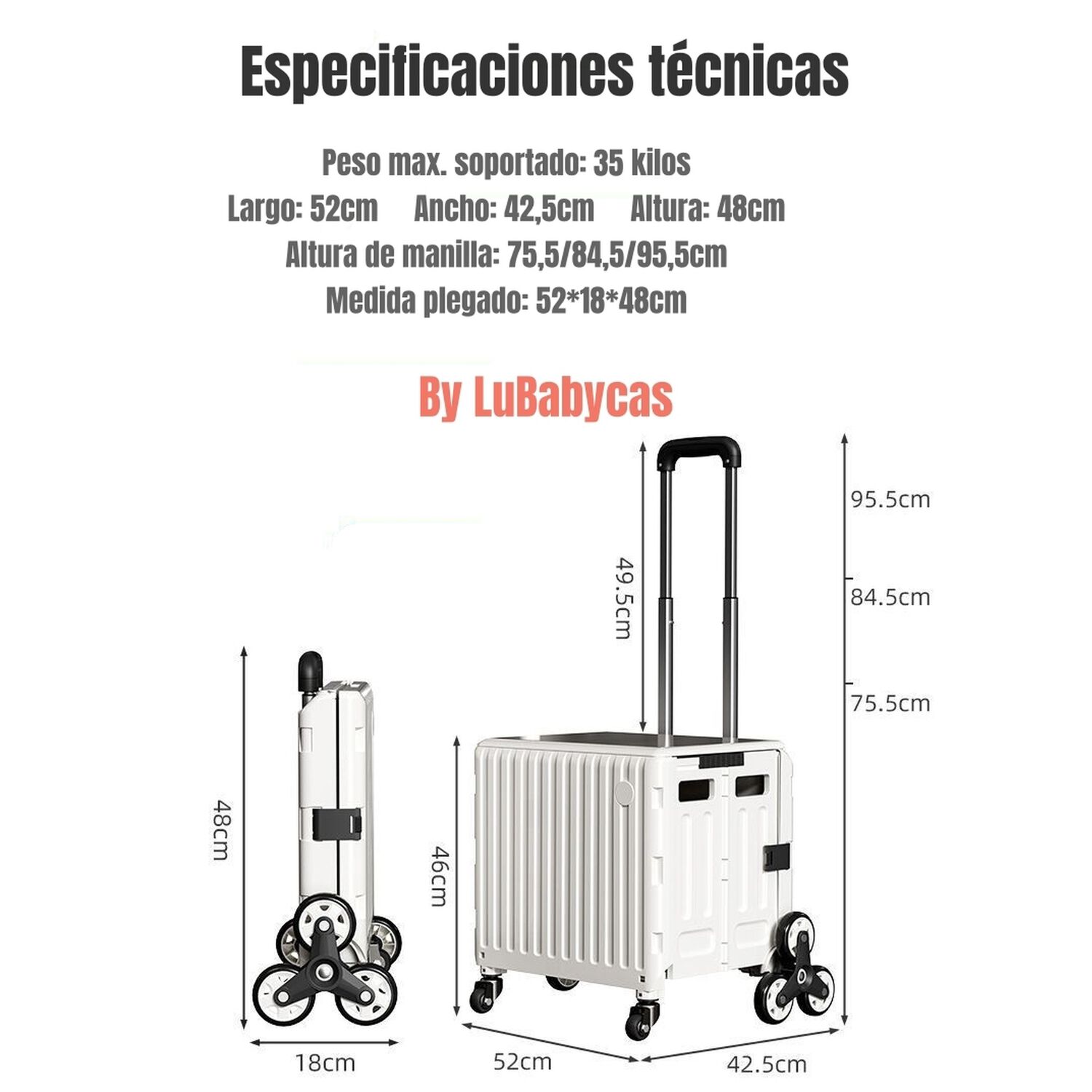 Carrito De Compras Plegable Con Ruedas Trepadoras Lubabycas image number 6.0