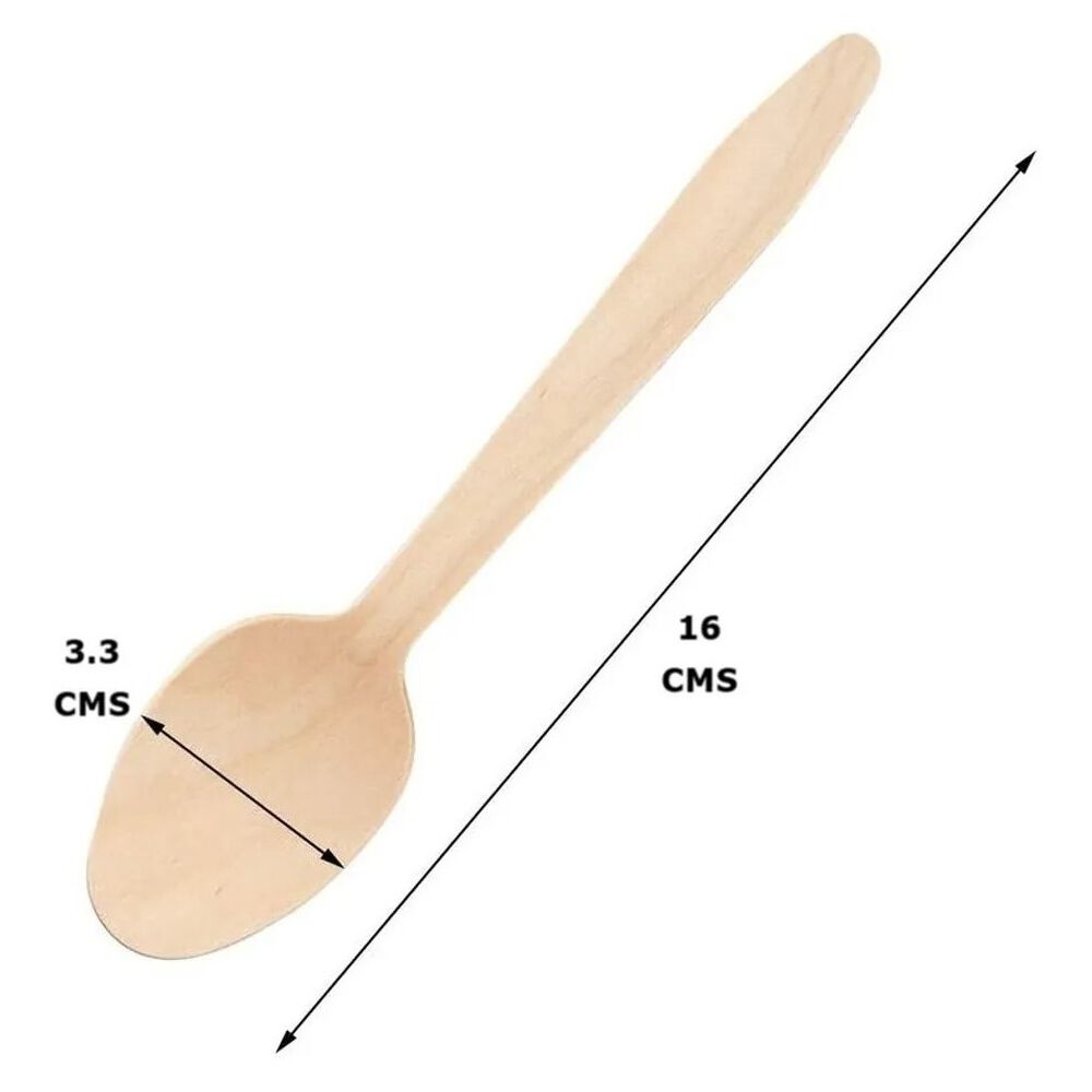 300 Cucharas Cubiertos De Madera Desechables Ecológico image number 1.0