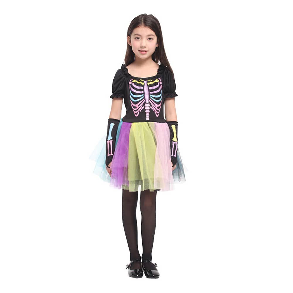 Disfraz Cosplay Esqueleto Arcoiris Ni&ntilde;a image number 3.0