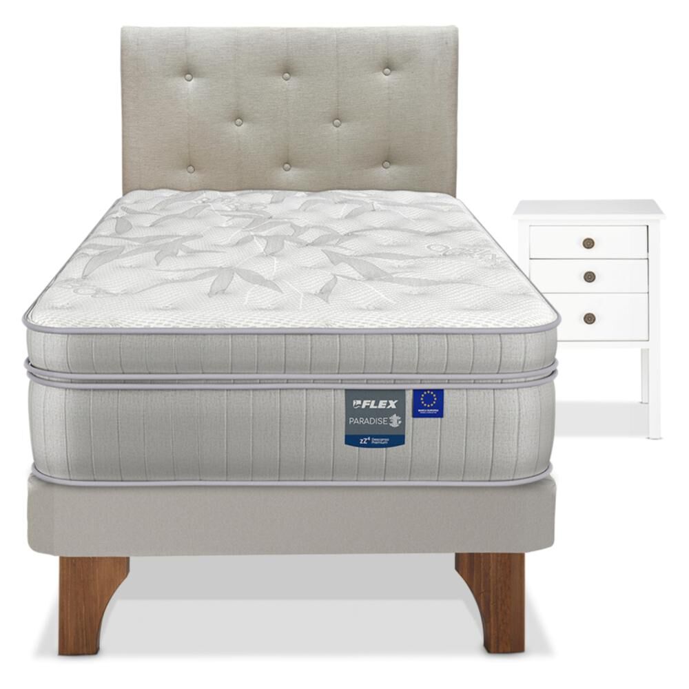 Cama Europea Flex Paradise / 1.5 Plazas / Base Normal + Set De Maderas image number 0.0