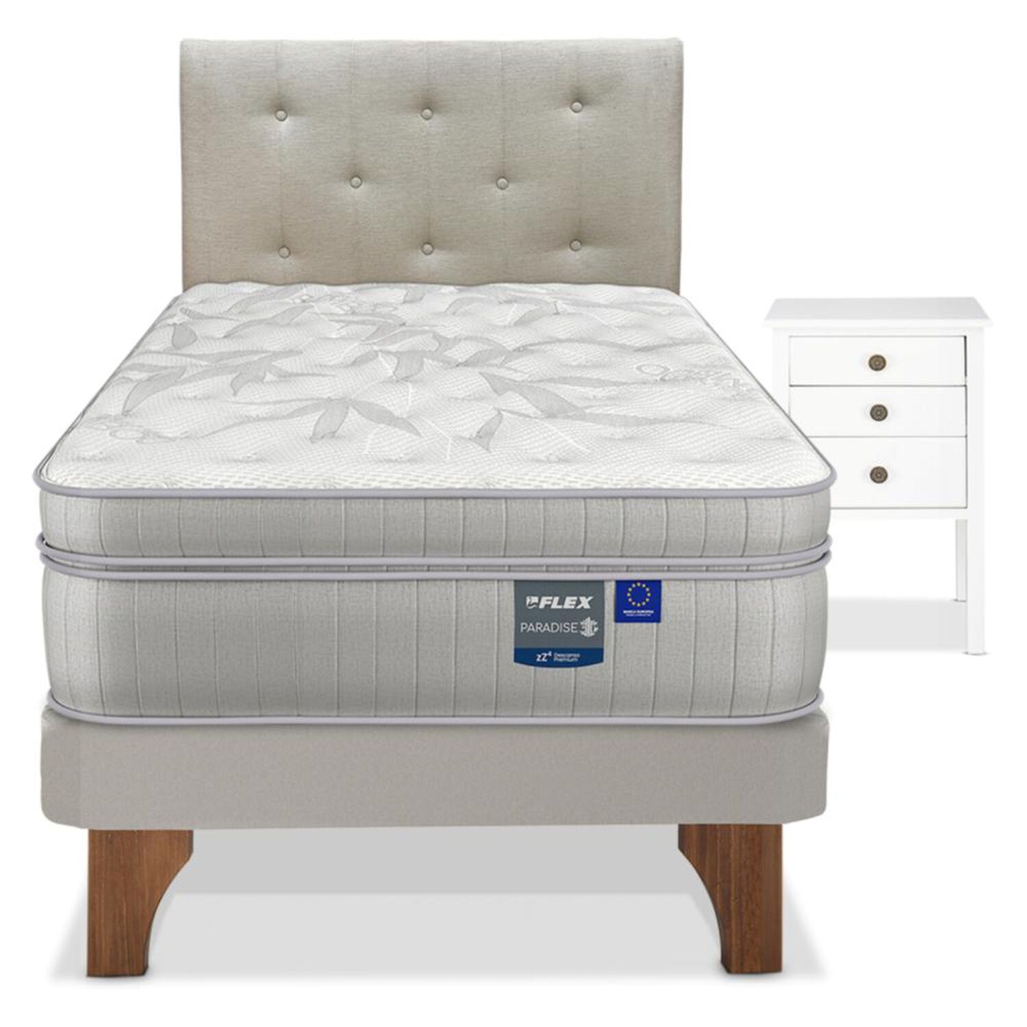 Cama Europea Flex Paradise / 1.5 Plazas / Base Normal + Set De Maderas image number 0.0