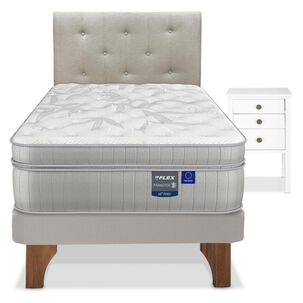 Cama Europea Flex Paradise / 1.5 Plazas / Base Normal + Set De Maderas