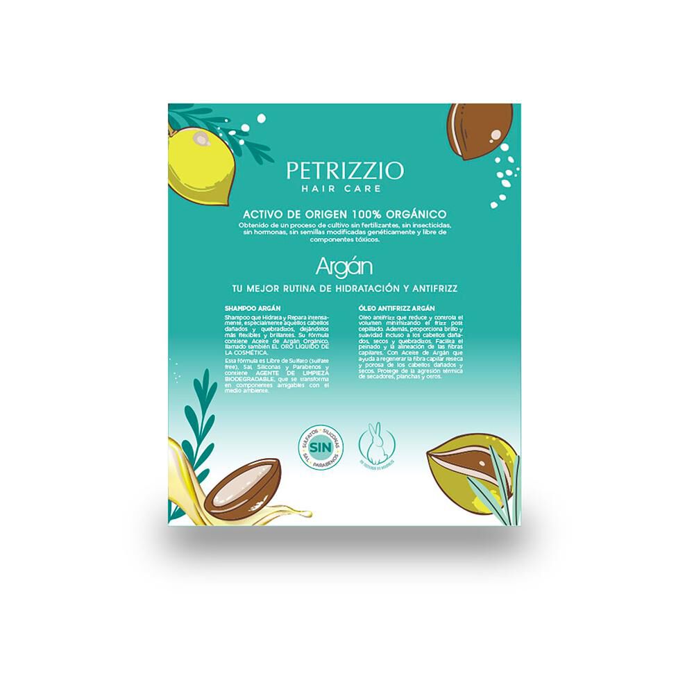 Set Shampoo Arg&aacute;n 220 Ml + &Oacute;leo Arg&aacute;n 100 Ml Petrizzio image number 2.0