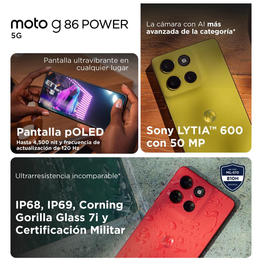 Smartphone Motorola Moto G86 Power / 5G / 256 GB / Azul / Liberado image number 5.0