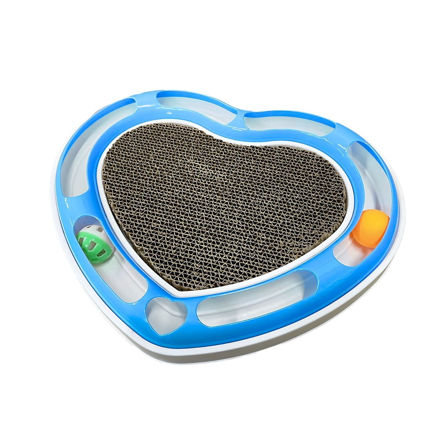 Juguete Interactivo Rascador + Pelota Gatos Forma Corazon Azul image number 0.0