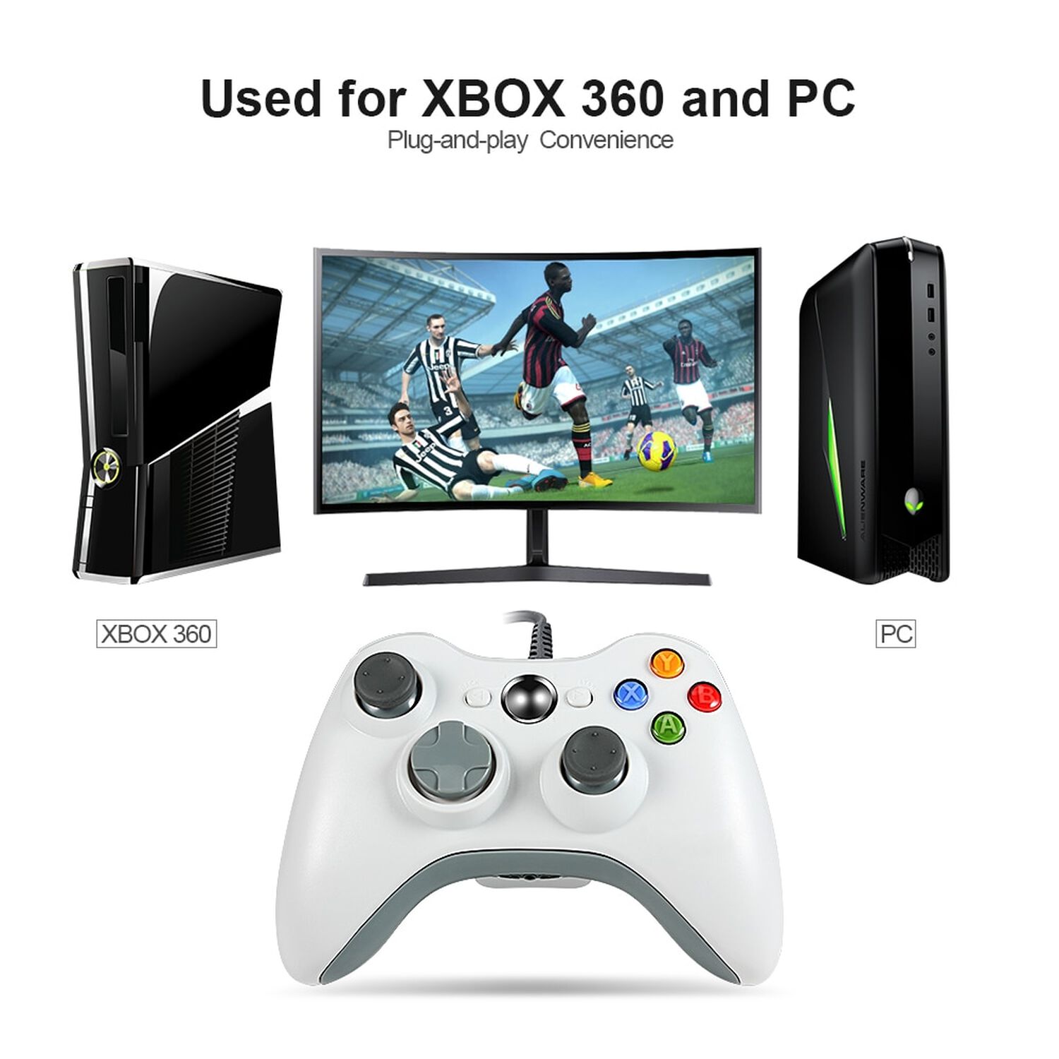 Joystick Usb Para Xbox 360 & Pc Wired Edition X-360 White image number 8.0