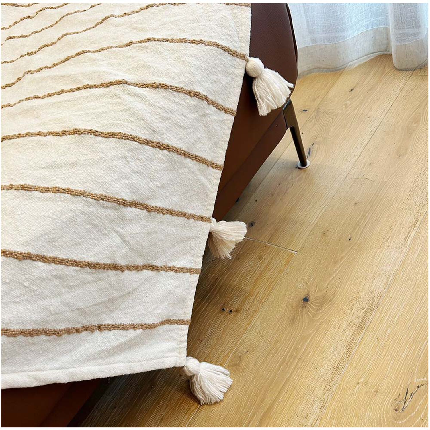 Manta De Lana Con Borlas 200x150cm Beige image number 2.0