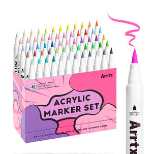 Arrtx Marcadores De Acrílico 60 Colores Punta Pincel