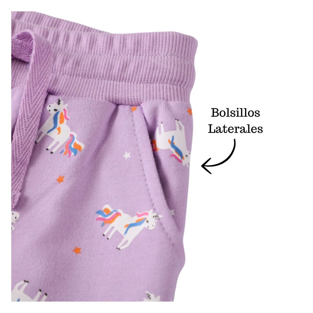 Pantal&oacute;n Buzo Ni&ntilde;a 100% Algod&oacute;n Lila Unicornios image number 2.0