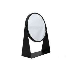 Espejo Maquillaje Mesa Redondo Negro Met&aacute;lico Minimalista Con Base