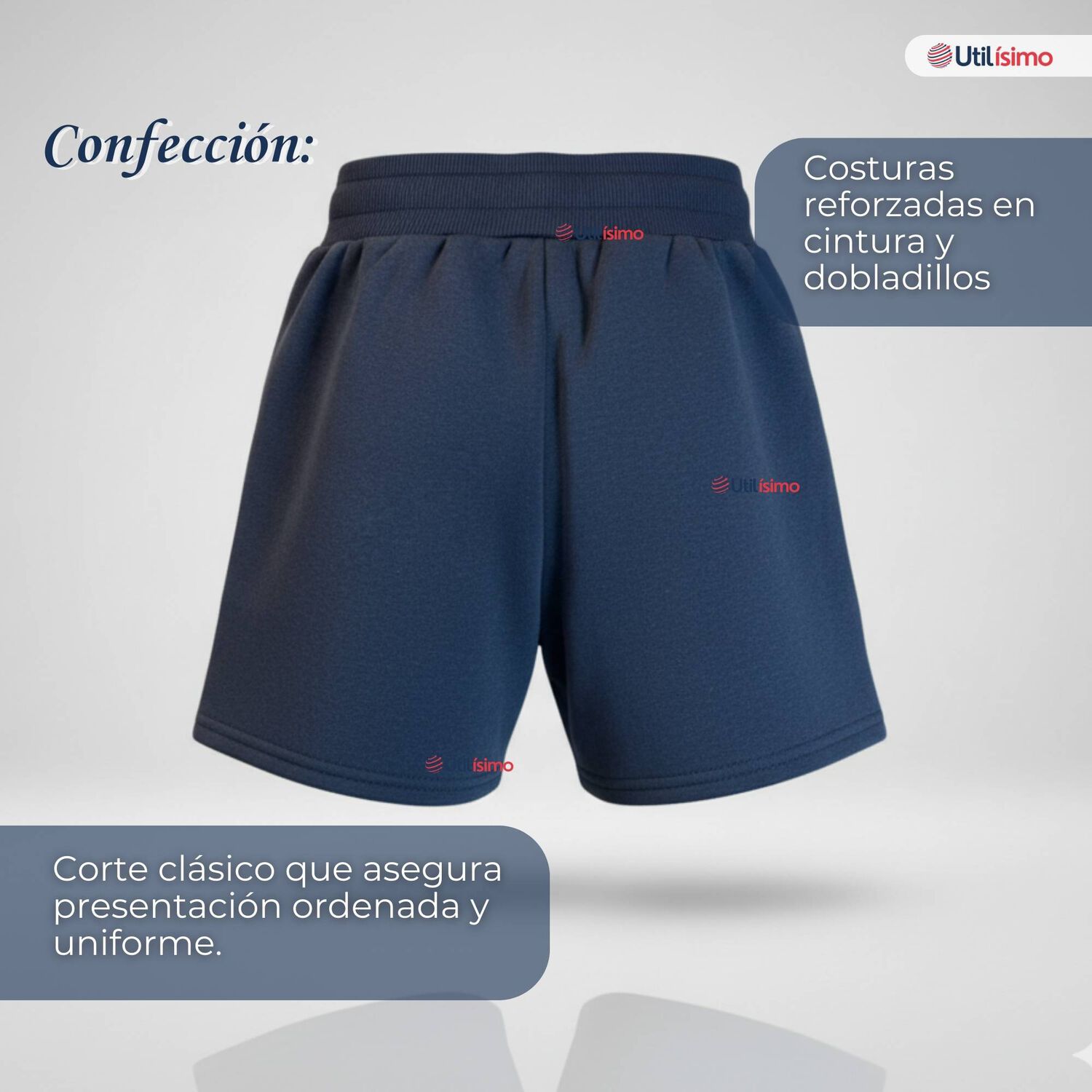 Pack 2 Pantal&oacute;n Corto Short Escolar Ni&ntilde;o Algod&oacute;n Deportivo Azul Marino image number 6.0