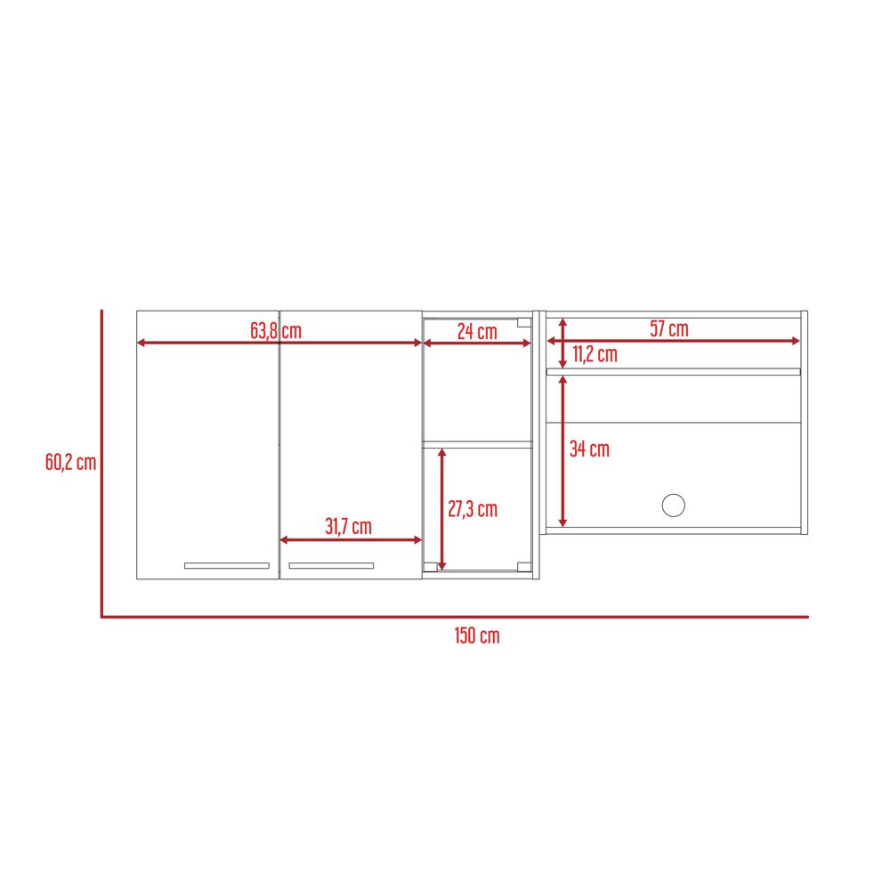 Mueble Superior De Cocina 2 Puertas 60.2x150x40 Cm Blanco Y Negro image number 7.0
