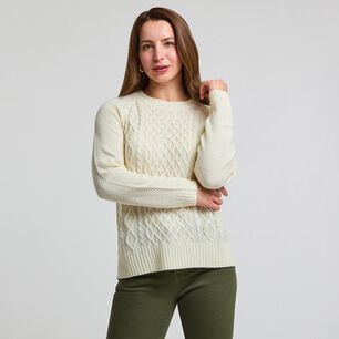 Sweater Trenzado Manga Larga Cuello Redondo Mujer Geeps