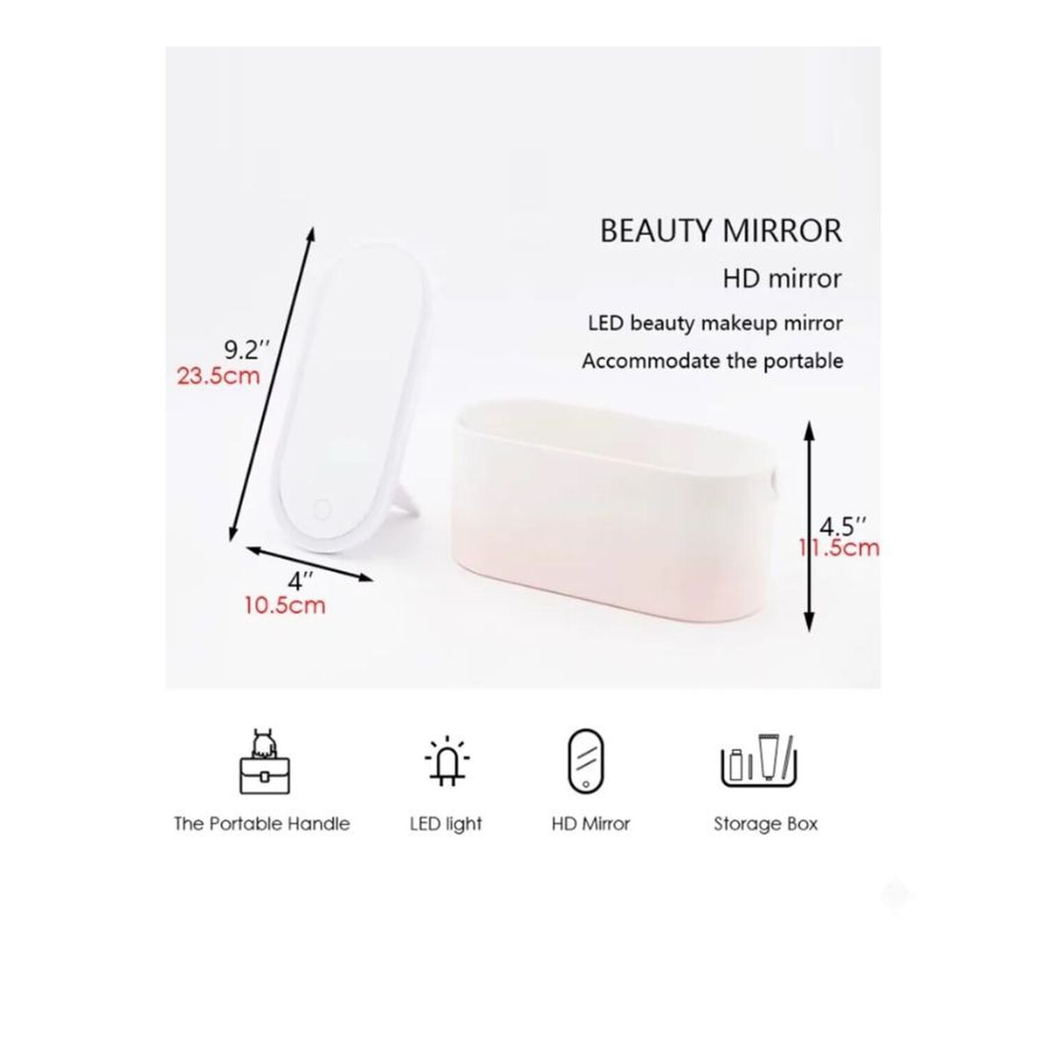 Organizador Cosm&eacute;ticos Port&aacute;til 3 En 1 Espejo Led Maquillaje image number 4.0