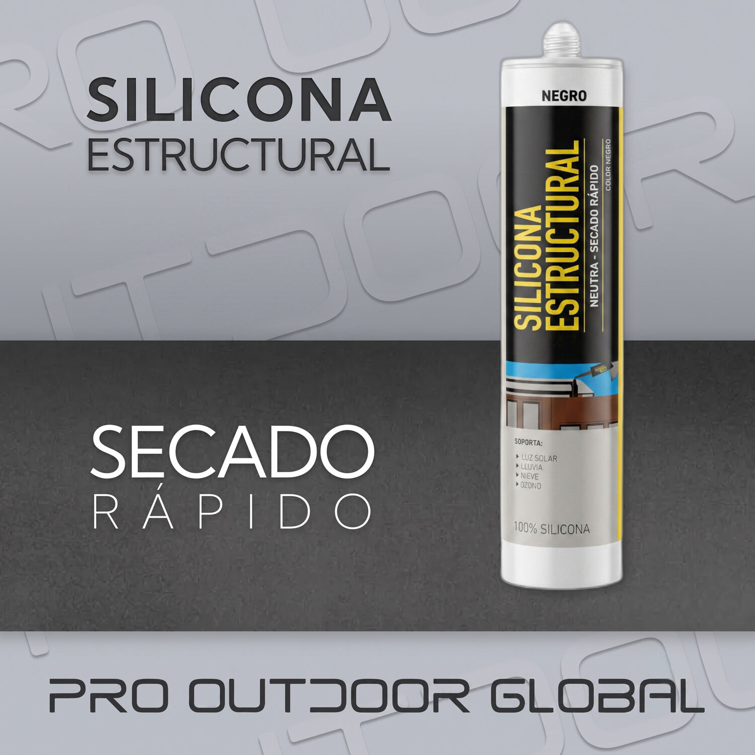 Silicona Estructural Negra Sellador Fachadas Junturas 280ml image number 1.0