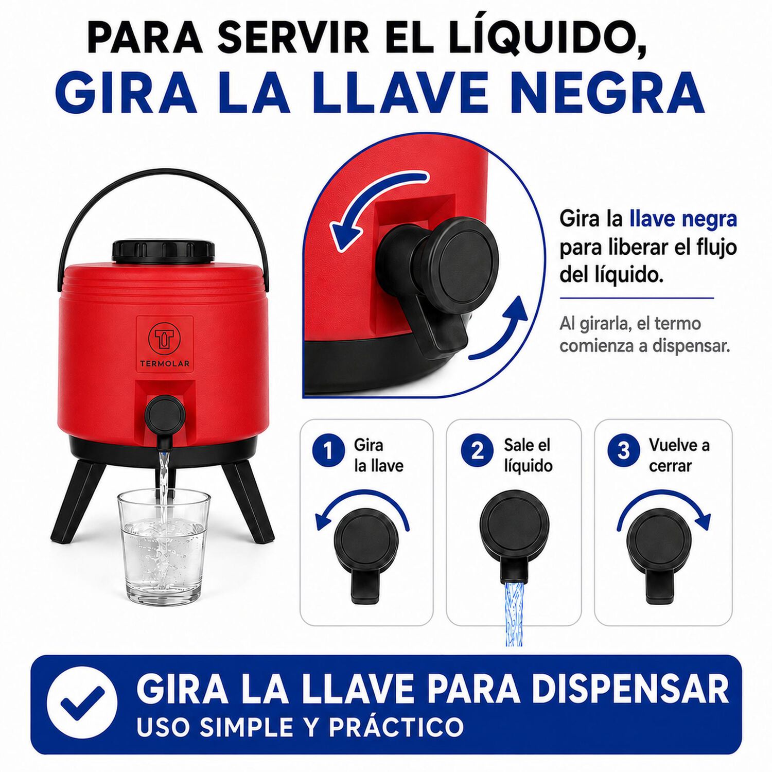 Maxi Termo 6 Litros Termolar Rojo Para Agua Caliente Y Fria image number 5.0