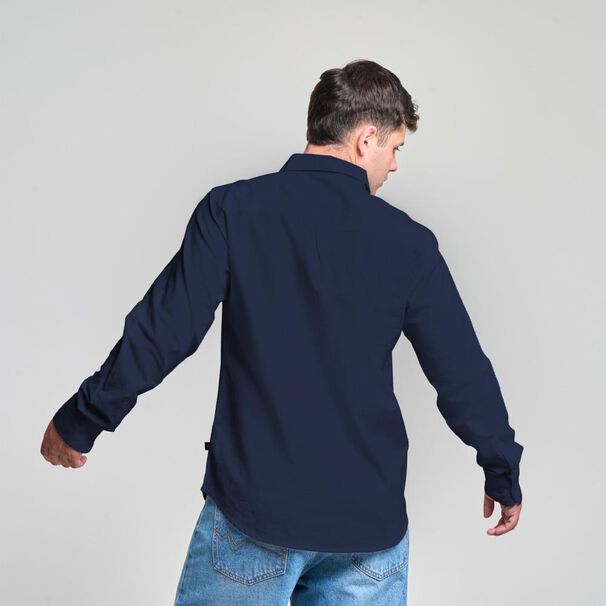 Camisa Lisa Slim Manga Larga Hombre Skuad