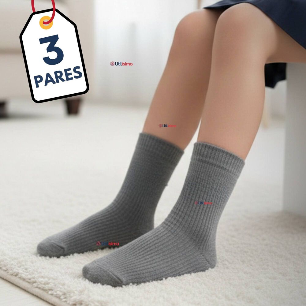 Pack 3 Calcet&iacute;nes Escolares Corto Bamb&uacute; Gris Ni&ntilde;o Y Nina image number 0.0