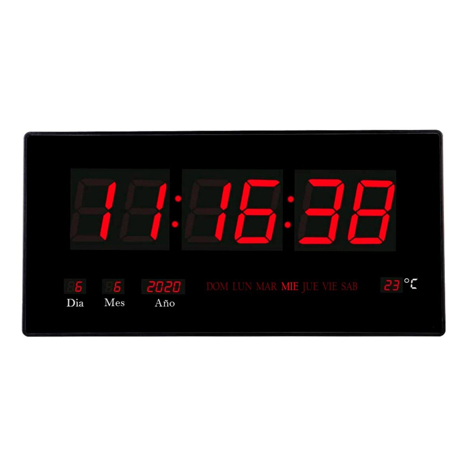 Reloj Digital Pared Led Grande Hora Fecha Temperatura Negro image number 0.0