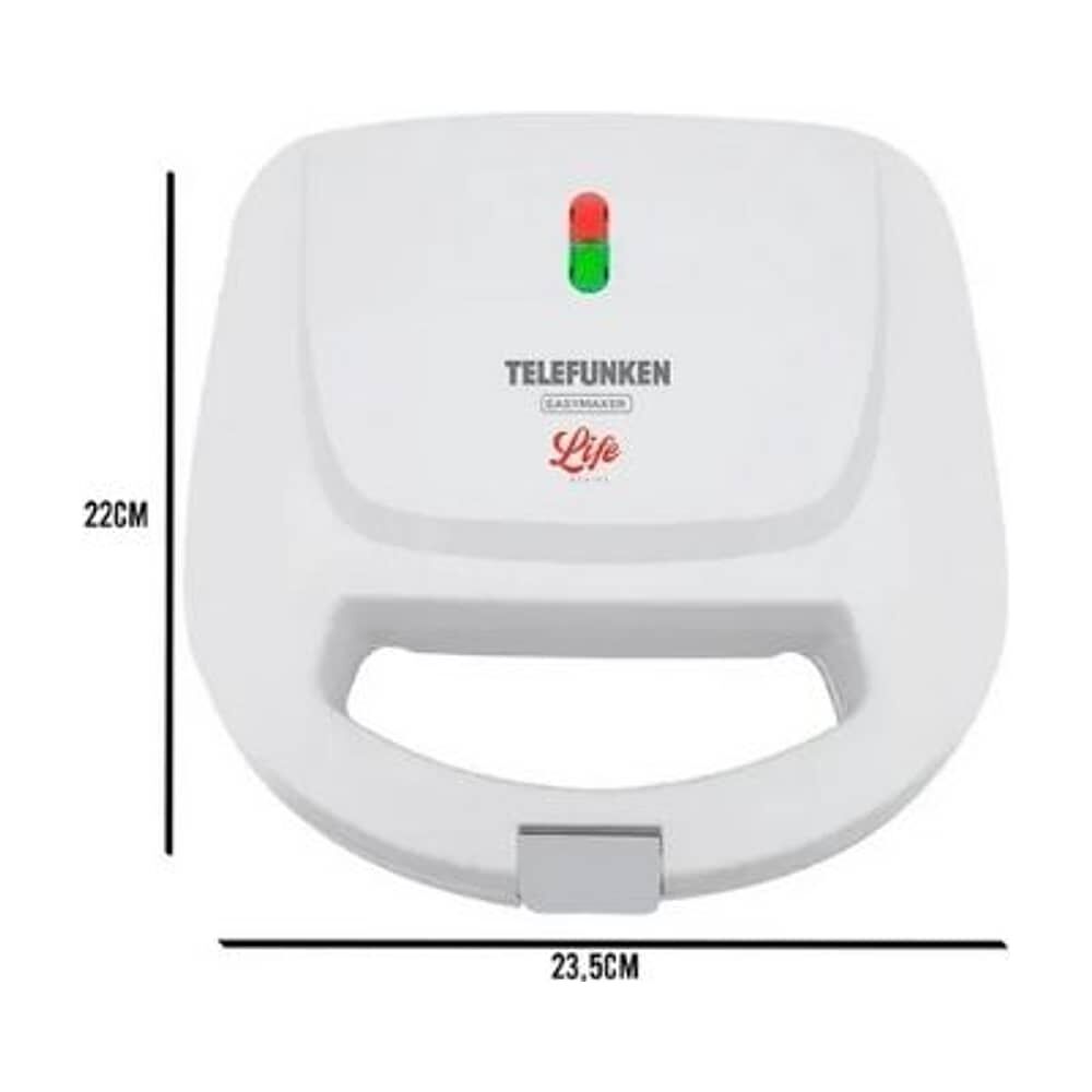 Sandwichera Telefunken Tfl Easymaker T Antiadherente 2 Panes Color Blanco image number 3.0