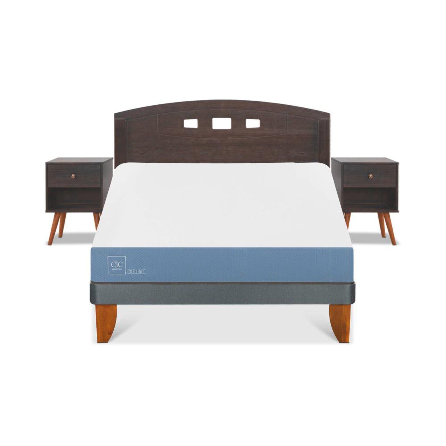 Cama Europea Cic Excellence / 2 Plazas / Base Normal + Set De Maderas image number 0.0