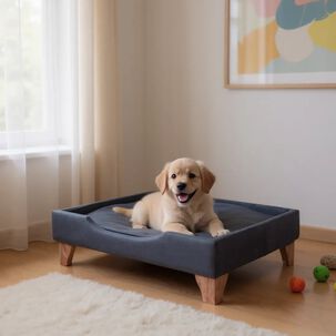 Cama De Mascotas - Talla M Extra (50x75 Cm) / Patas De Madera 11 Cm (negro)