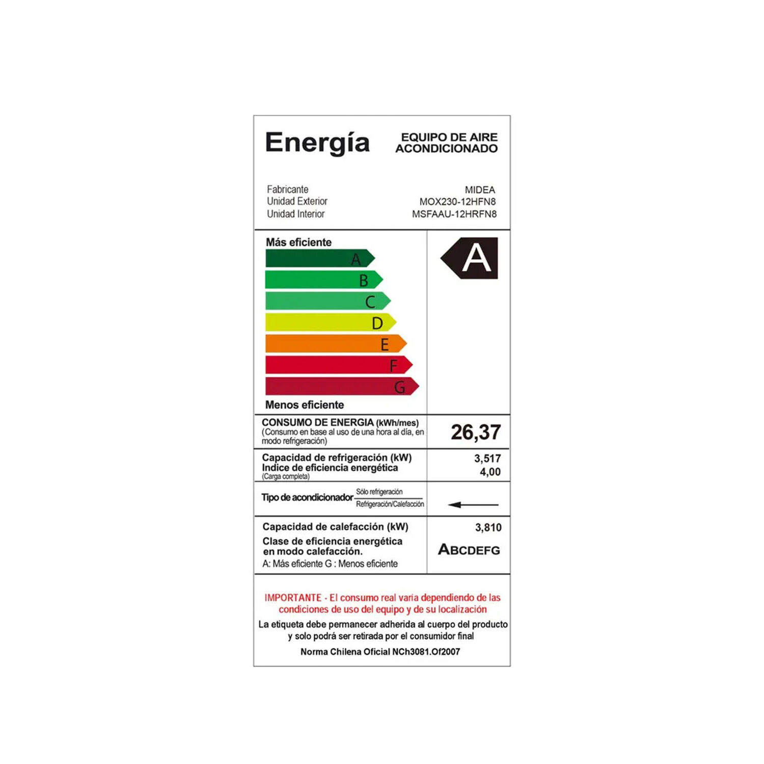 Aire Acondicionado Split 12000btu Inverter Midea Breezeless image number 6.0
