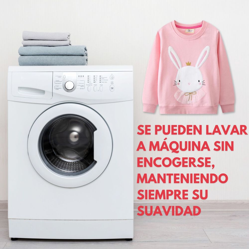 Nuevo Poler&oacute;n Ni&ntilde;a Manga Larga 100% Algod&oacute;n Rosado Conejito image number 5.0
