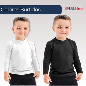 Pack 3 Camisetas Poleras Polar De Ni&ntilde;o Manga Larga Primera Capa
