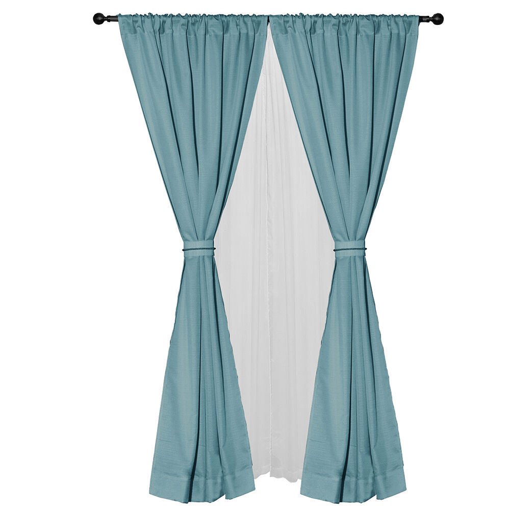 Set Cortina 8 Pzas Amalia Pasatubo 140x225 Turquesa image number 0.0