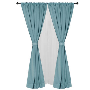 Set Cortina 8 Pzas Amalia Pasatubo 140x225 Turquesa