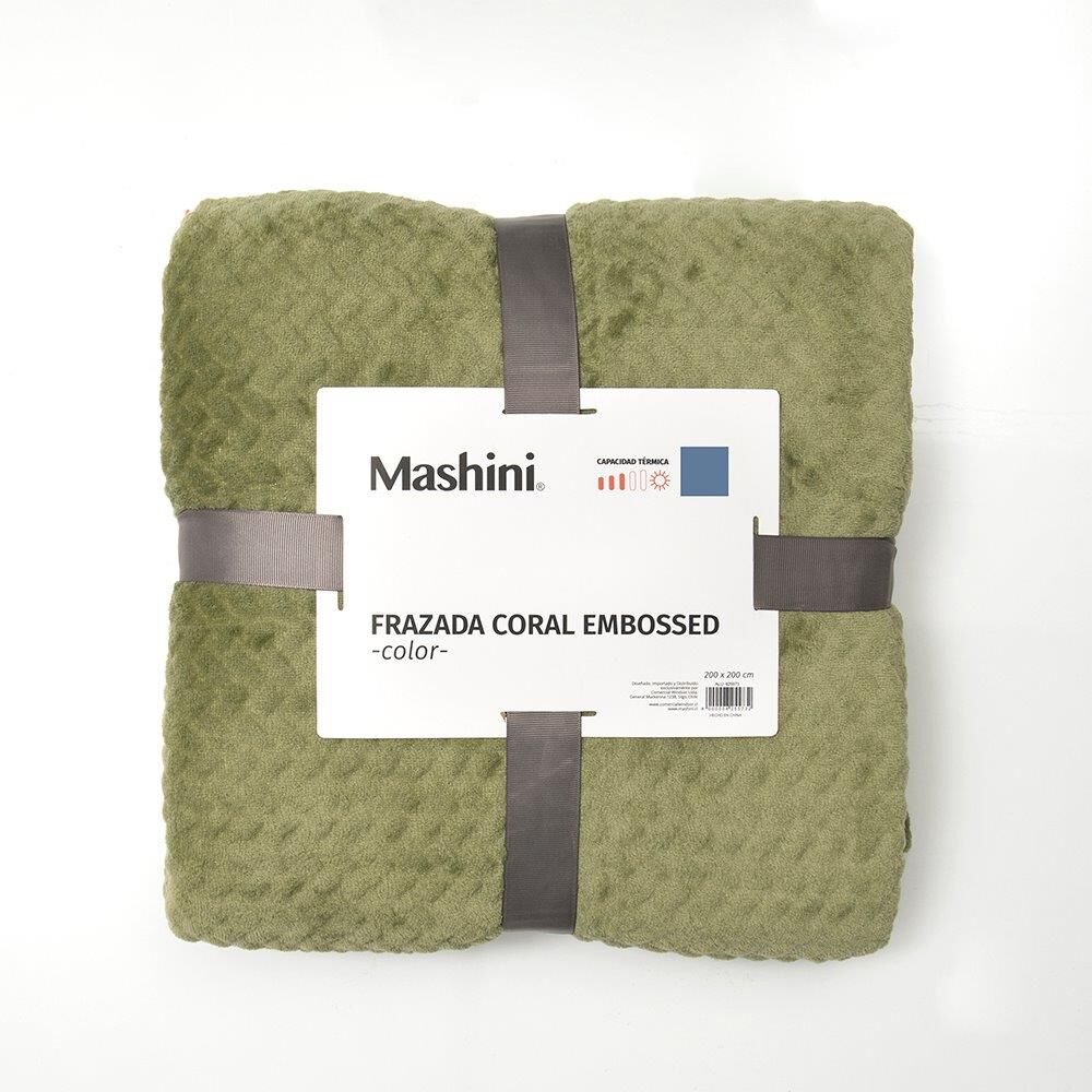 Frazada Coral Embossed 1.5 Plazas Oliva image number 2.0