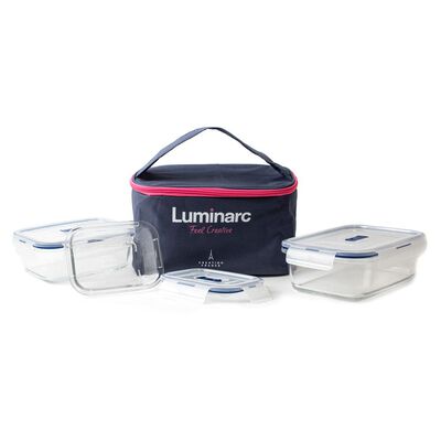 Set Luminarc Pure Box 3 Herméticos + Lonchera / 3 Piezas